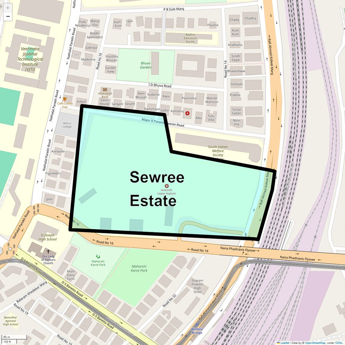 Location Map of Sewree Estate, Mumbai