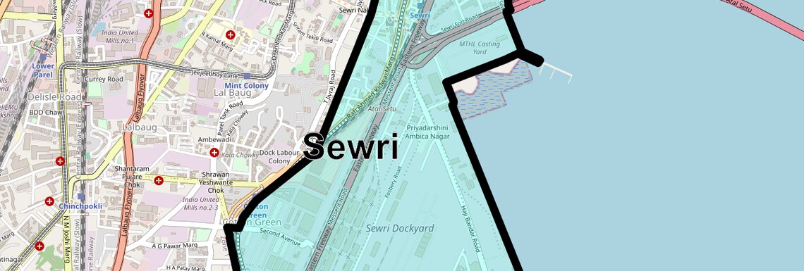 Location Map of Sewri, Mumbai