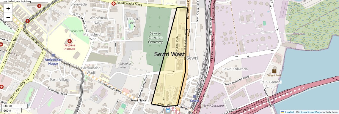 Location Map of Sewri West, Mumbai