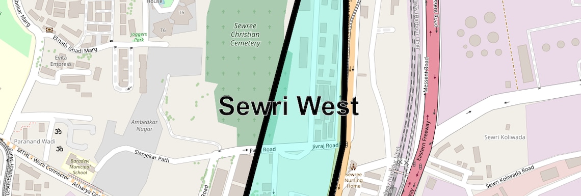 Location Map of Sewri West, Mumbai