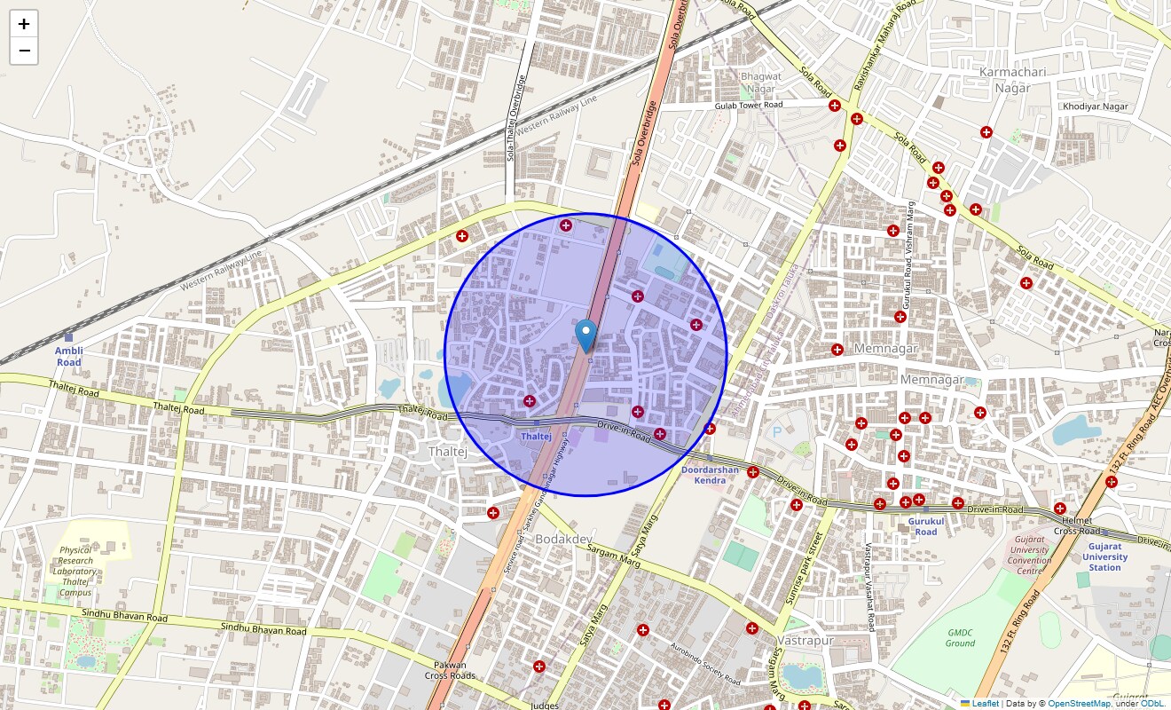 Location Map of SG Highway, Ahmedabad