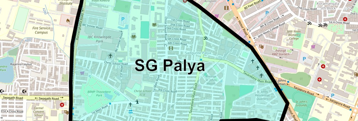 Location Map of SG Palya, Bangalore