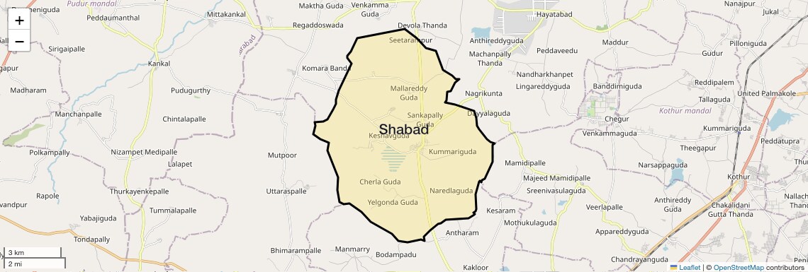 Location Map of Shabad, Hyderabad