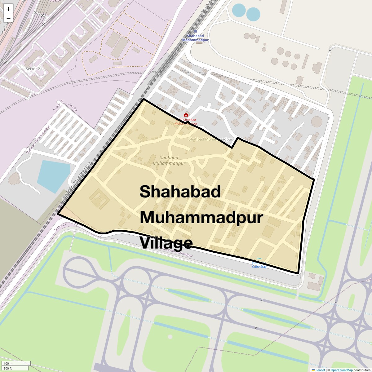Location Map of Shahabad Muhammadpur Village, Delhi