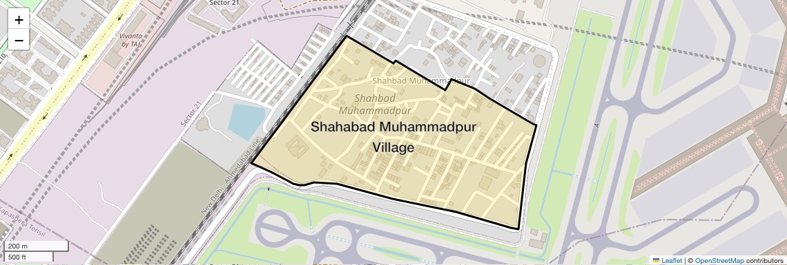 Location Map of Shahabad Muhammadpur Village, Delhi