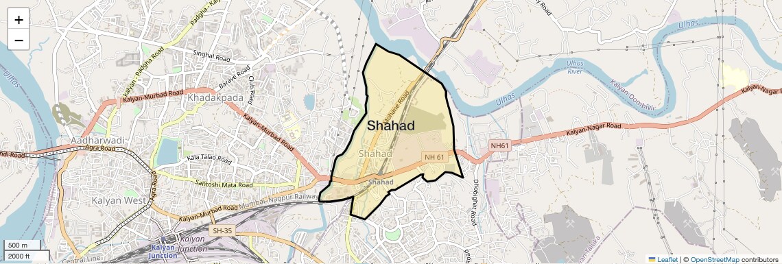 Location Map of Shahad, Thane