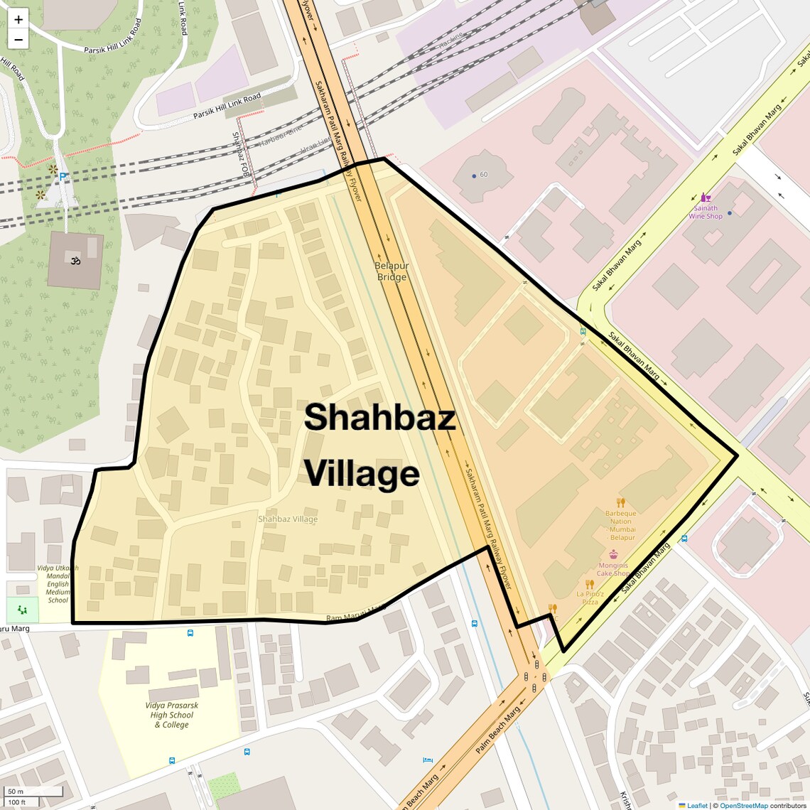 Location Map of Shahbaz Village, Navi Mumbai