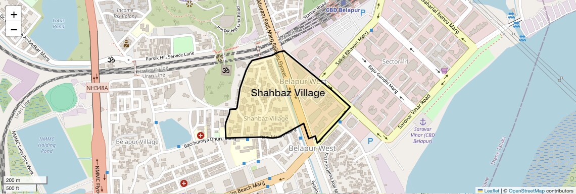 Location Map of Shahbaz Village, Navi Mumbai