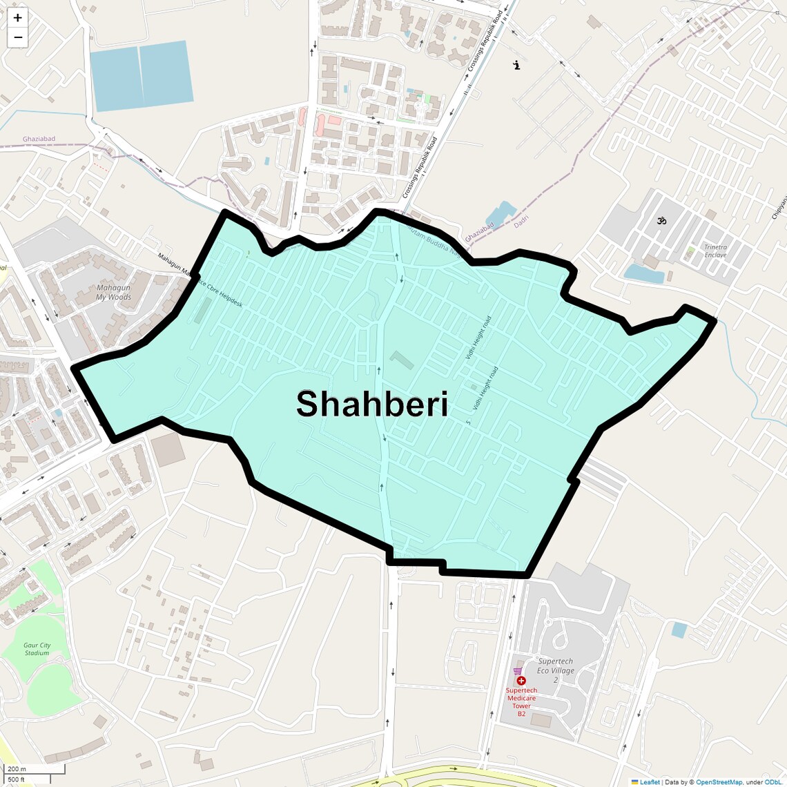 Location Map of Shahberi, Greater Noida