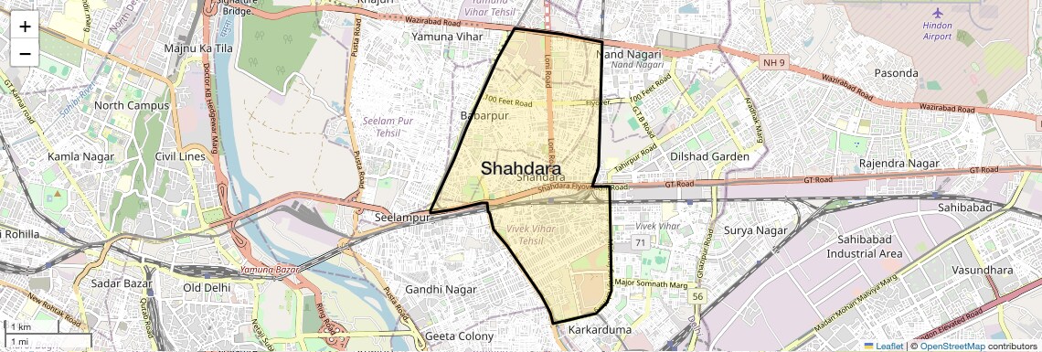 Location Map of Shahdara, Delhi