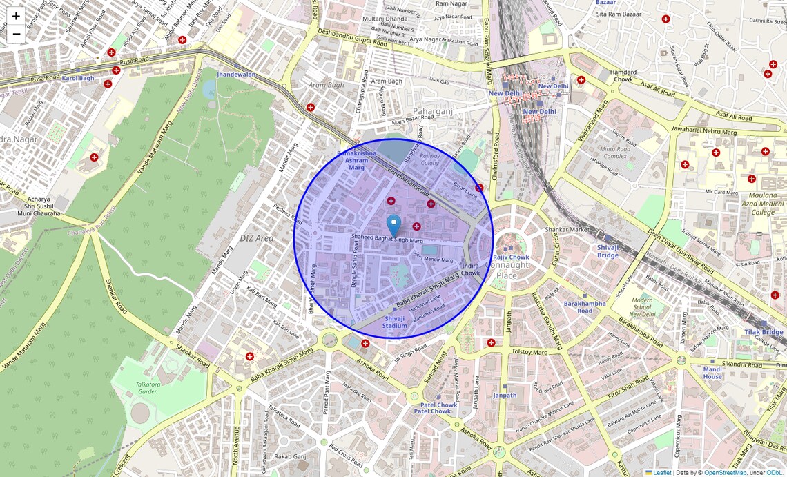 Location Map of Shaheed Bhagat Singh Marg, Delhi