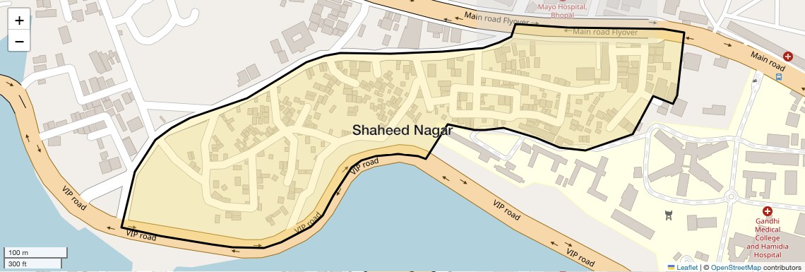Location Map of Shaheed Nagar, Bhopal