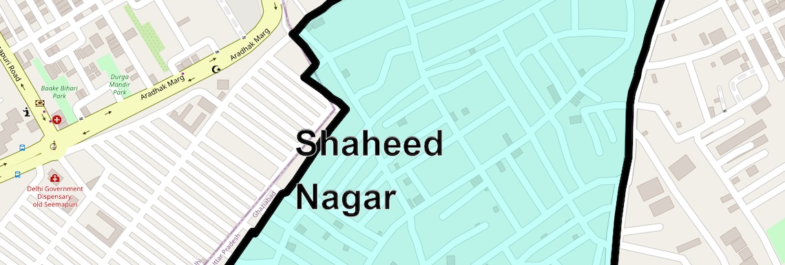 Location Map of Shaheed Nagar, Ghaziabad