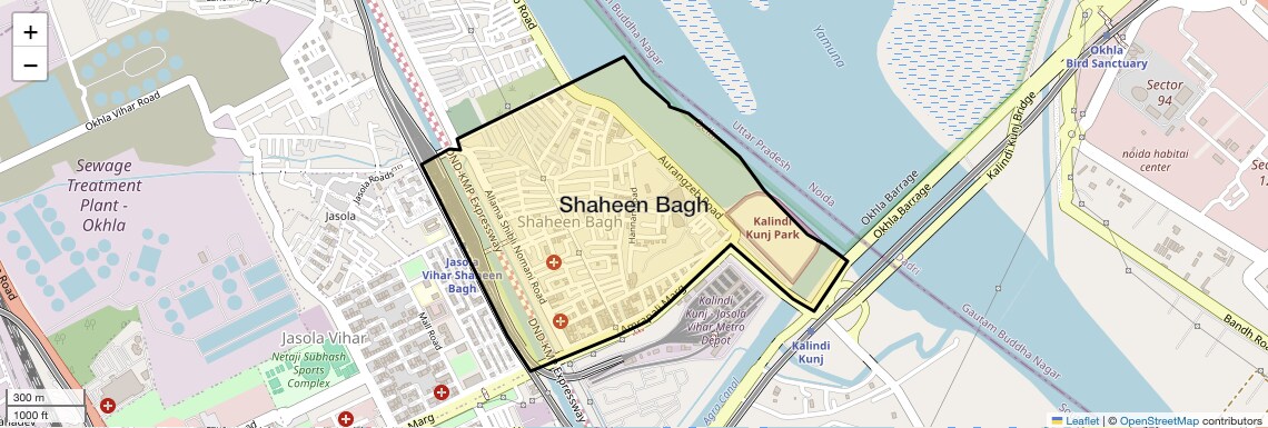 Location Map of Shaheen Bagh, Delhi