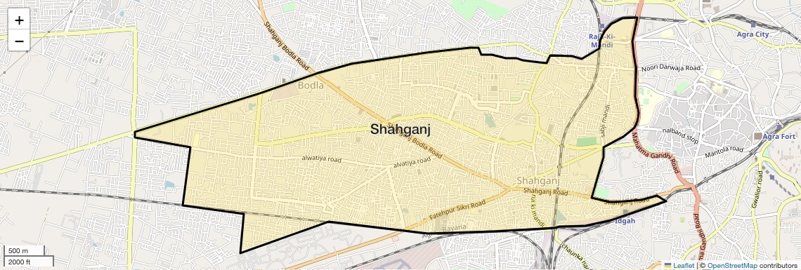 Location Map of Shahganj, Agra
