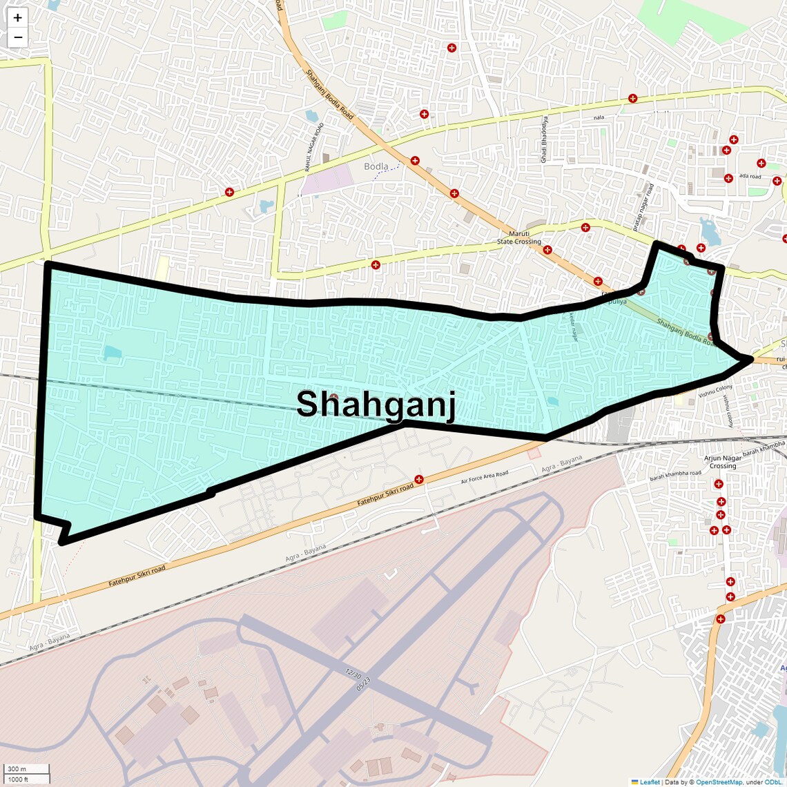 Location Map of Shahganj, Agra