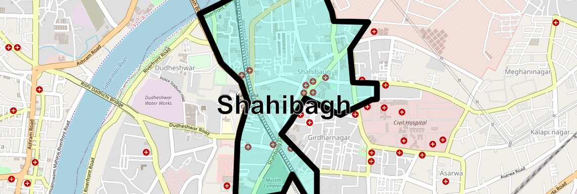 Location Map of Shahibagh, Ahmedabad