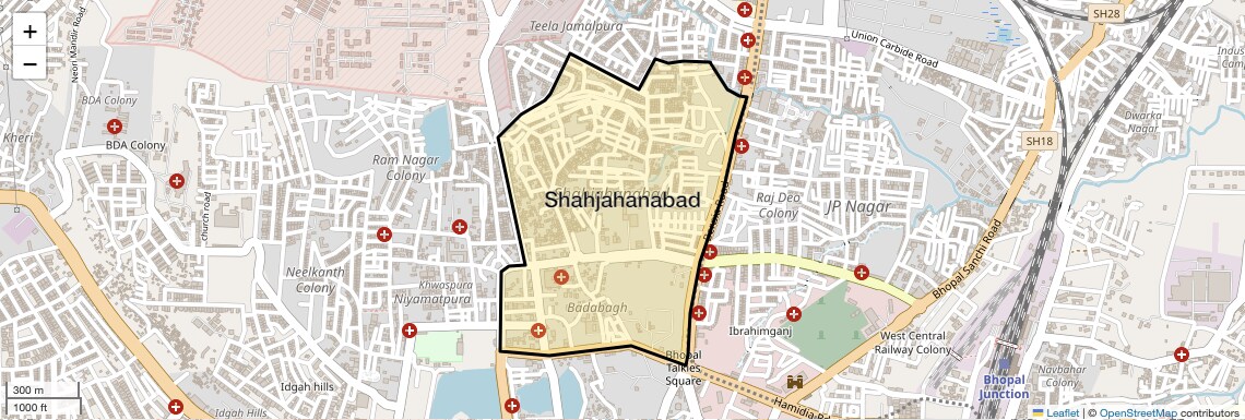 Location Map of Shahjahanabad, Bhopal