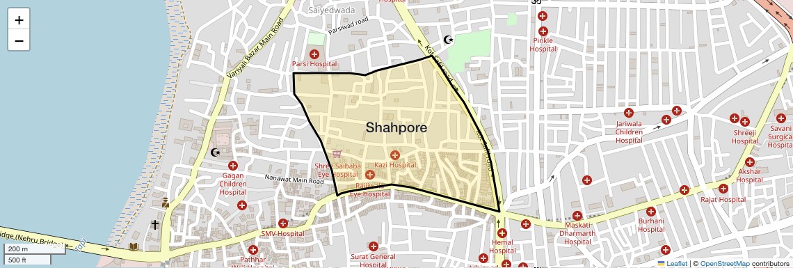 Location Map of Shahpore, Surat