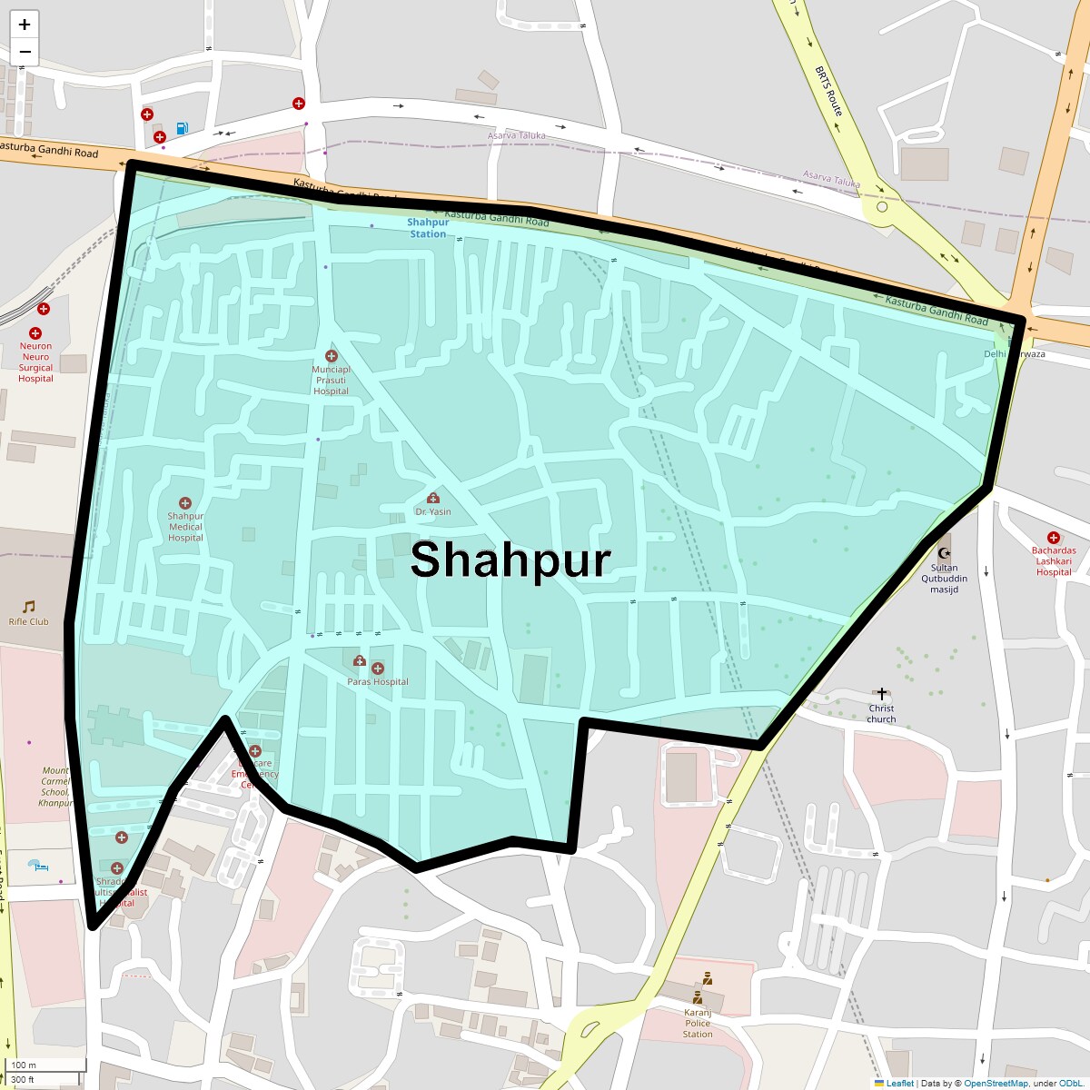 Location Map of Shahpur, Ahmedabad