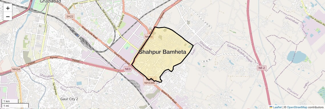 Location Map of Shahpur Bamheta, Ghaziabad