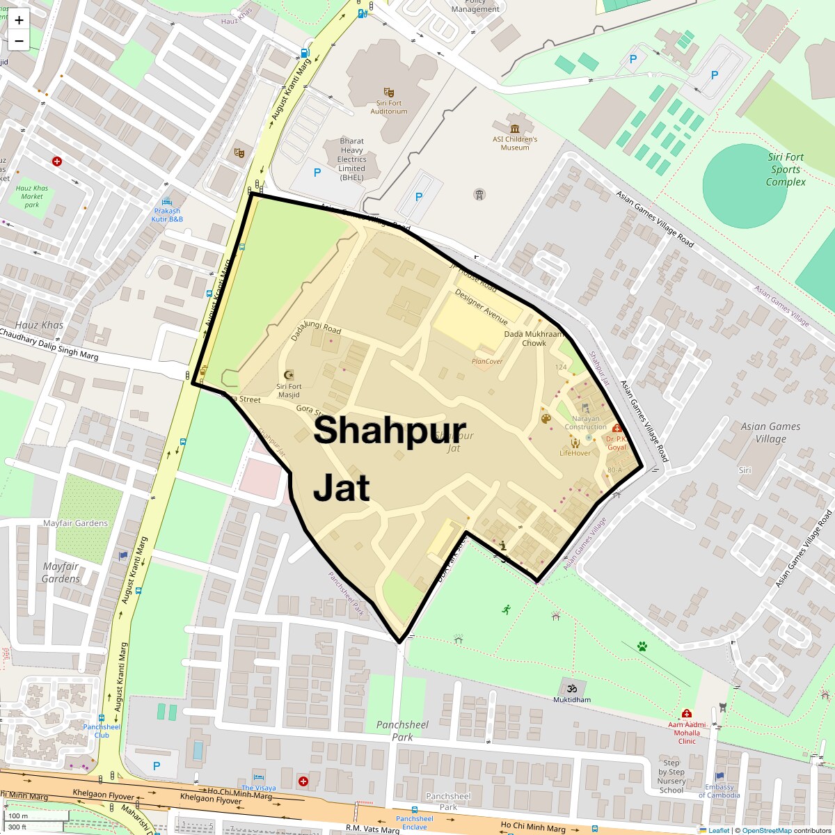 Location Map of Shahpur Jat, Delhi