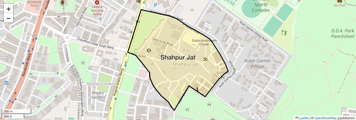 Location Map of Shahpur Jat, Delhi
