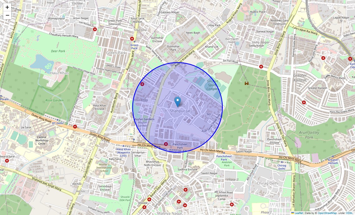 Location Map of Shahpur Jat, Delhi