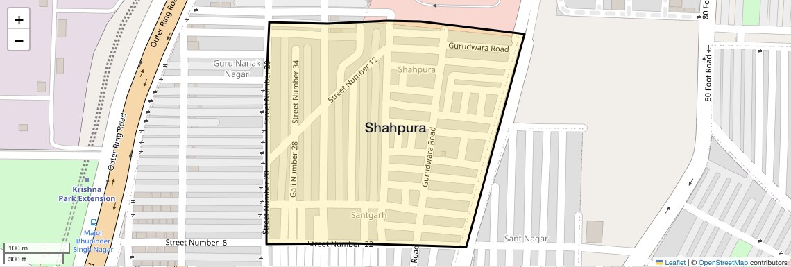 Location Map of Shahpura, Delhi