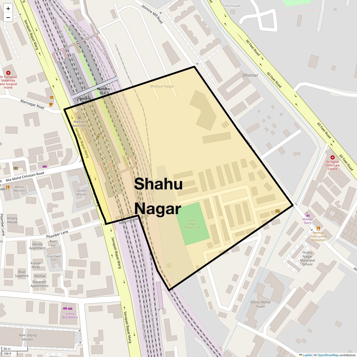 Location Map of Shahu Nagar, Mumbai