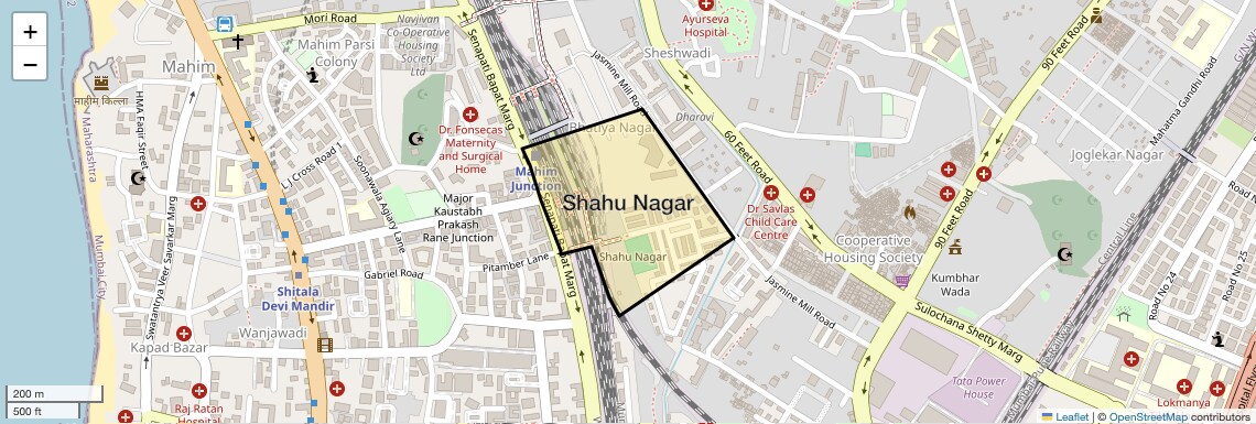 Location Map of Shahu Nagar, Mumbai