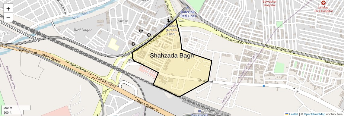 Location Map of Shahzada Bagh, Delhi