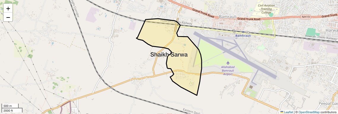 Location Map of Shaikh Sarwa, Allahabad