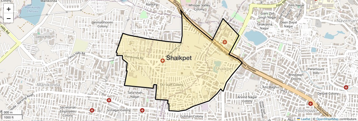 Location Map of Shaikpet, Hyderabad