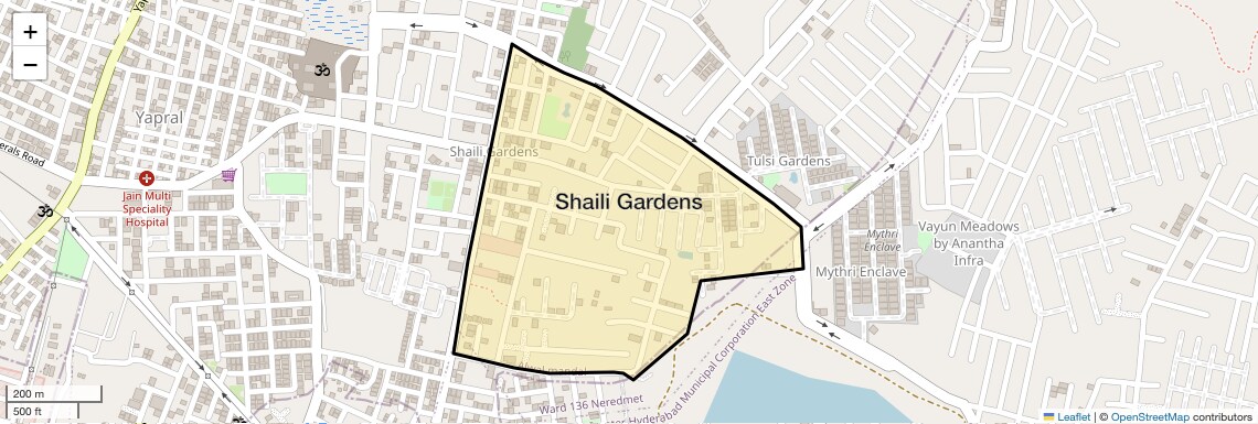 Location Map of Shaili Gardens, Hyderabad