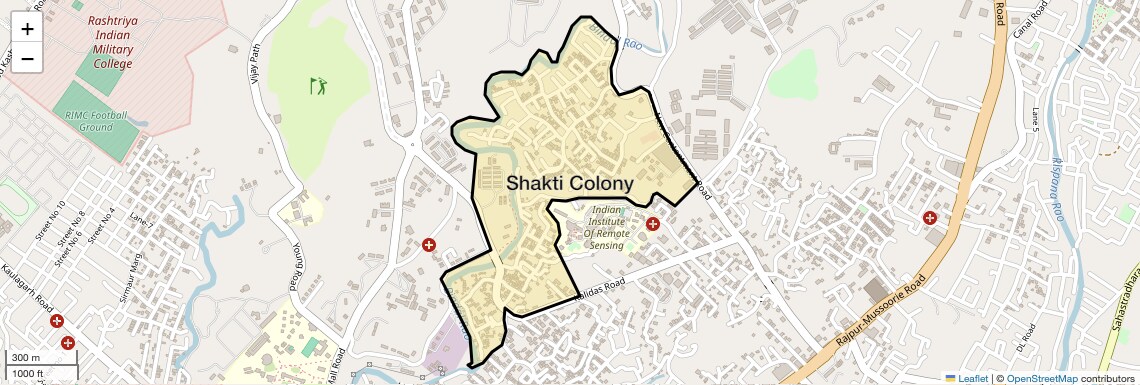 Location Map of Shakti Colony, Dehradun