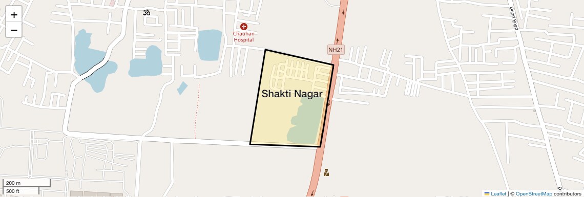 Location Map of Shakti Nagar, Agra