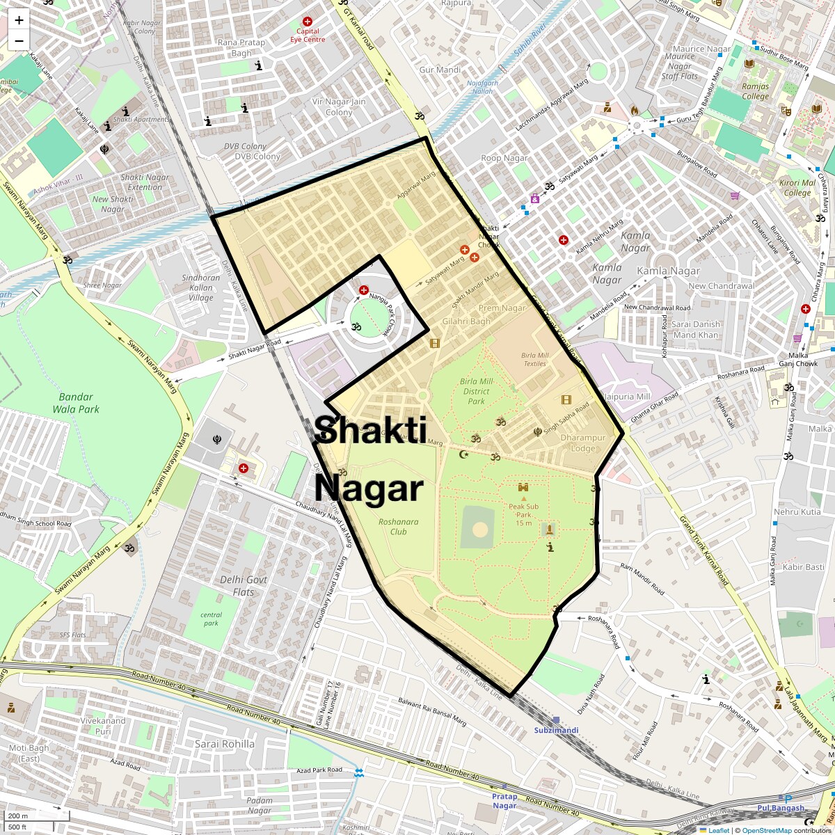 Location Map of Shakti Nagar, Delhi