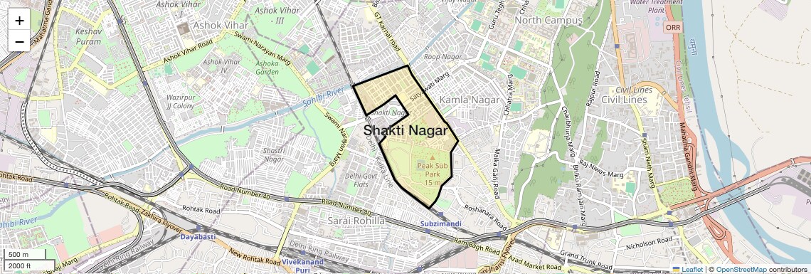 Location Map of Shakti Nagar, Delhi