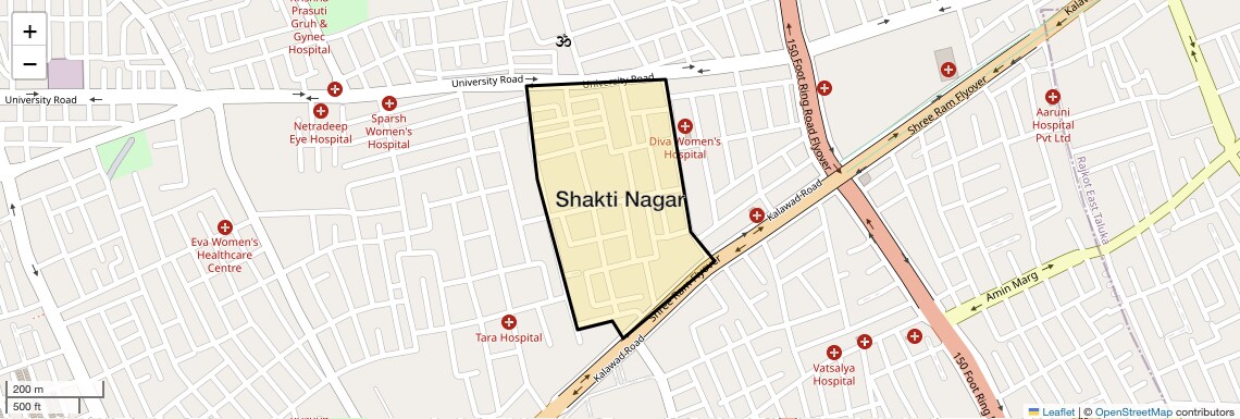 Location Map of Shakti Nagar, Rajkot