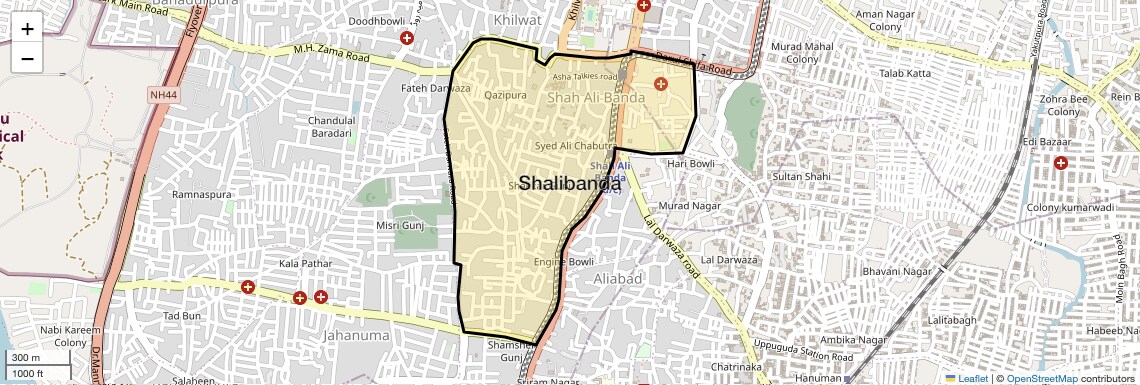 Location Map of Shalibanda, Hyderabad