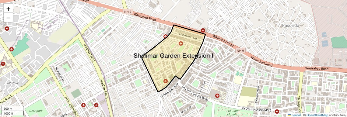 Location Map of Shalimar Garden Extension I, Ghaziabad