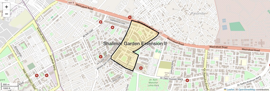 Location Map of Shalimar Garden Extension II, Ghaziabad