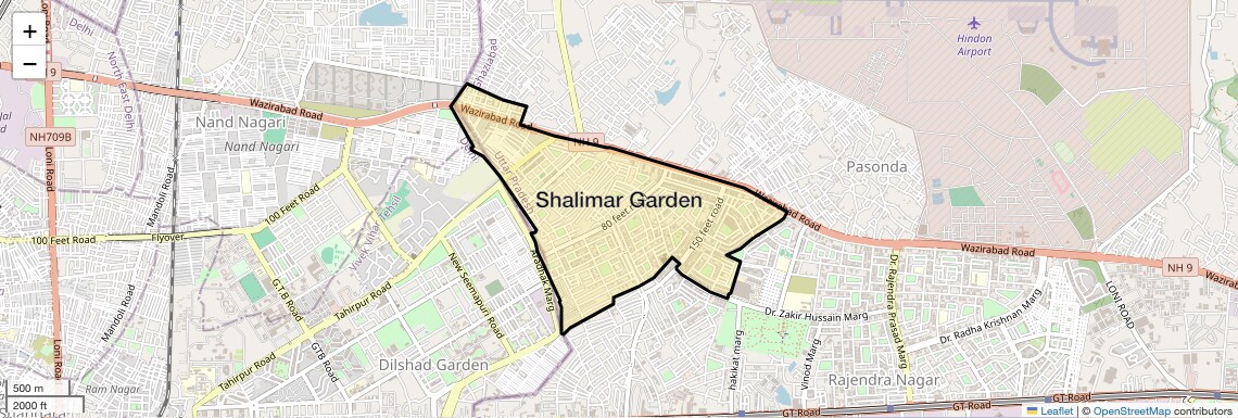 Location Map of Shalimar Garden, Ghaziabad