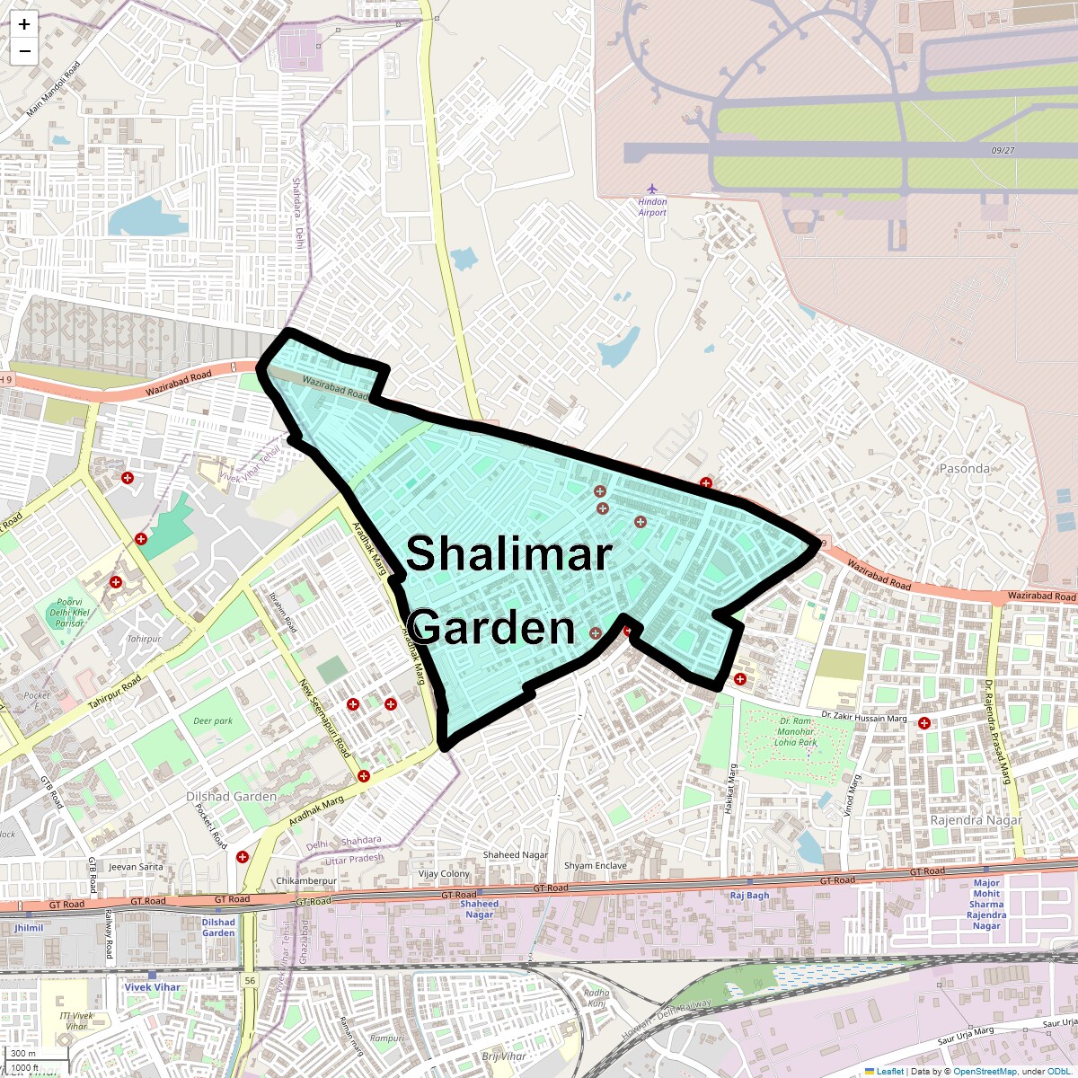 Location Map of Shalimar Garden, Ghaziabad