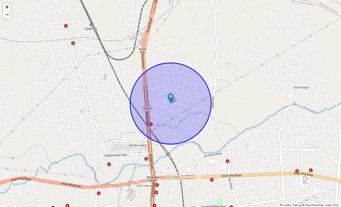 Location Map of Shambhu Nagar, Nagpur