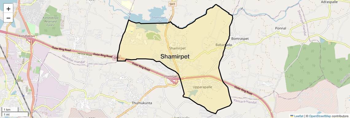 Location Map of Shamirpet, Hyderabad