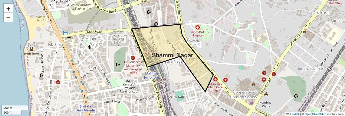 Location Map of Shammi Nagar, Mumbai