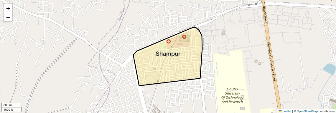 Location Map of Shampur, Bhubaneswar