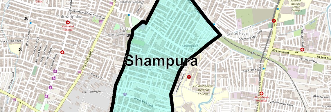 Location Map of Shampura, Bangalore